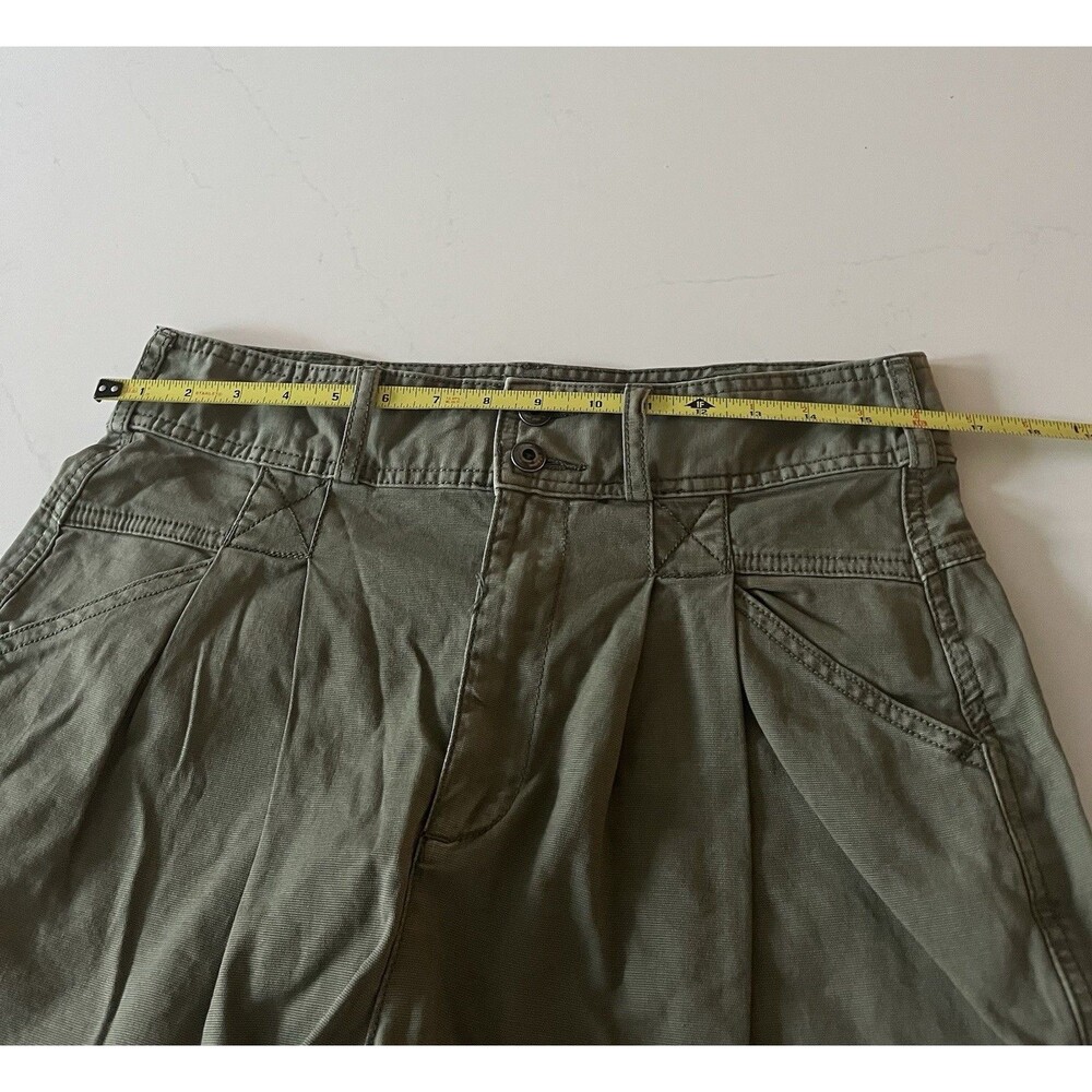 Pilcro Anthropologie High Waisted Pleated Utility Shorts Olive Green Size 29 - Picture 8 of 9